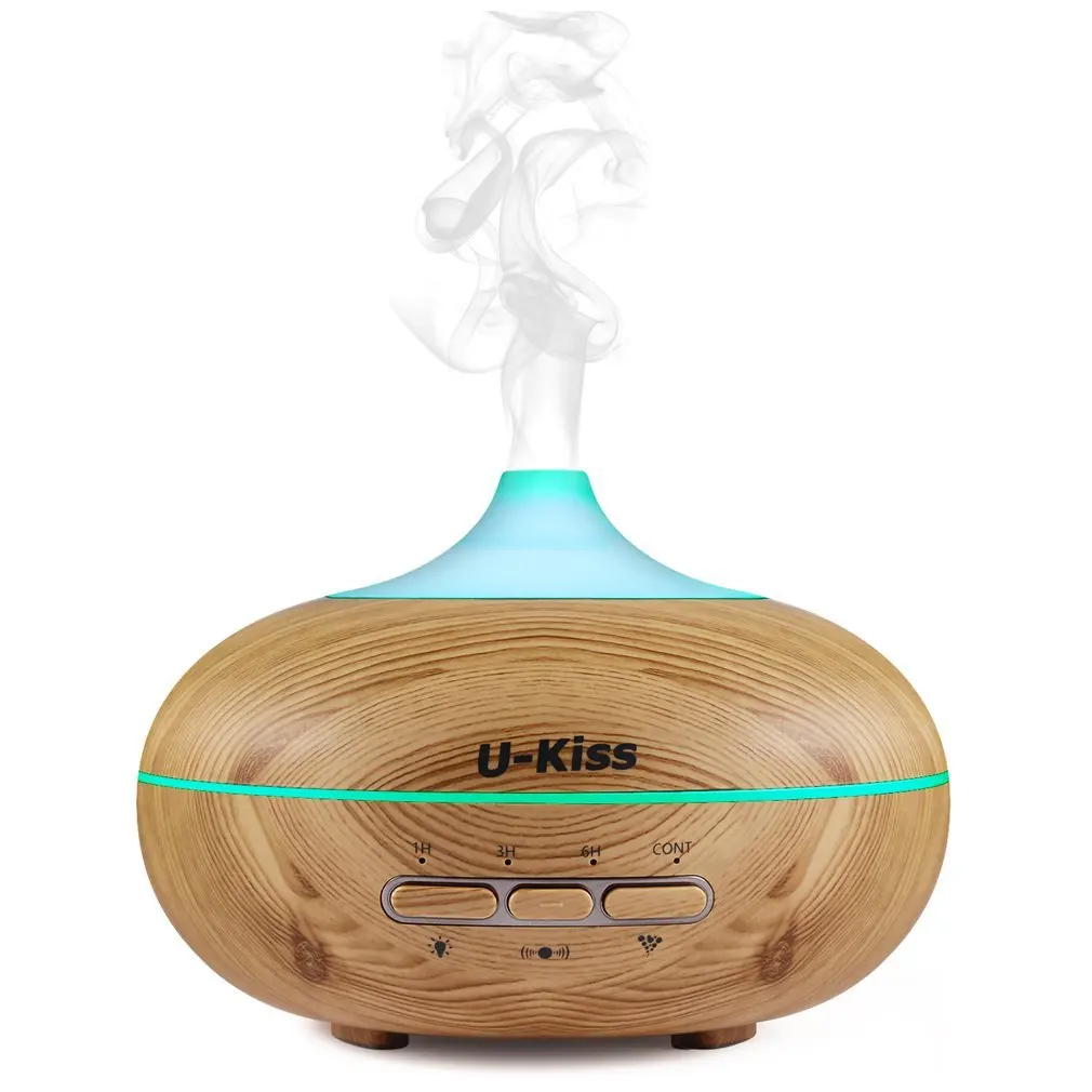 

U-Kiss Ultrasonic Aroma Diffuser Human Body Induction Essential Oil Diffuser Aromatherapy Diffuser Wood Grain Humidificador