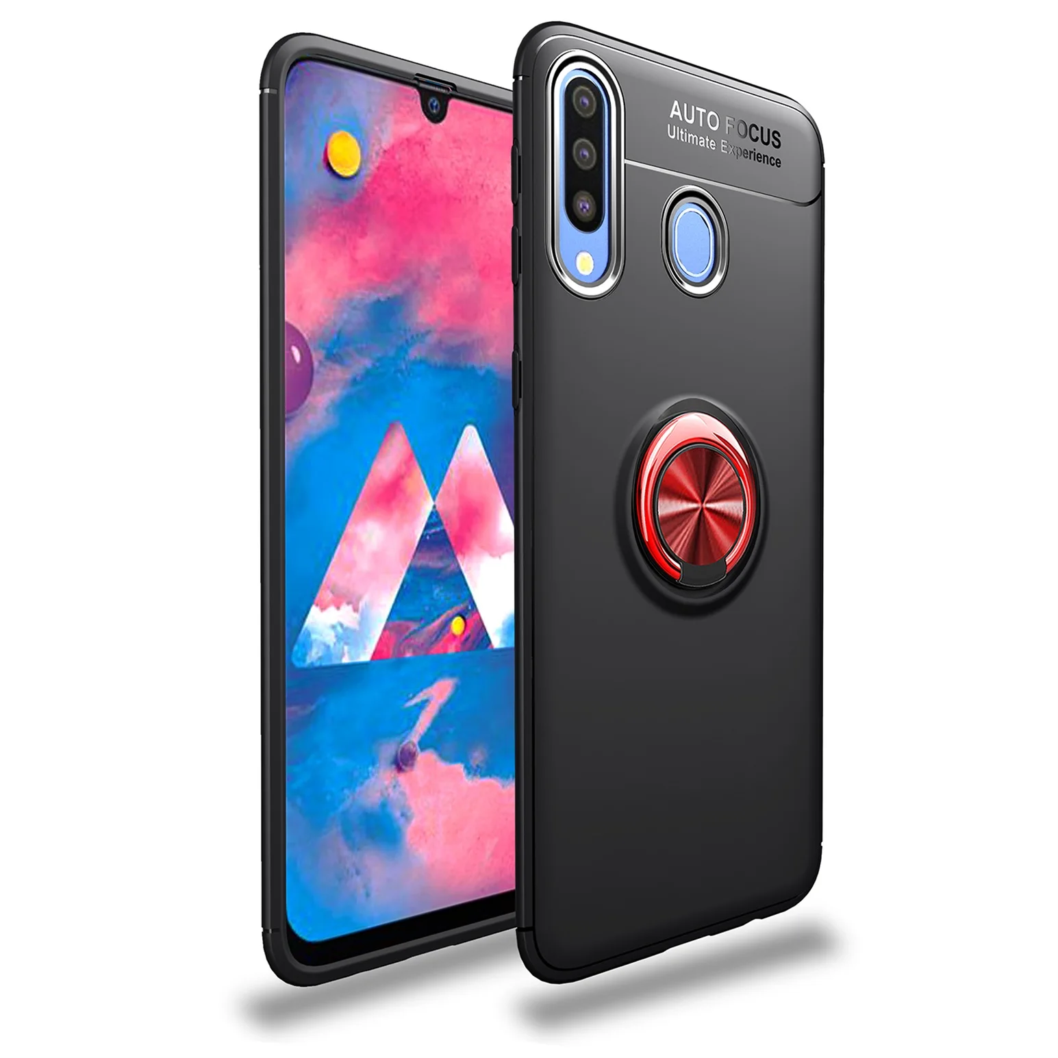 Black-Red Для samsung Galaxy A50 A30 A40 A20 A70 чехол Lenuo противоударный силиконовый+ металлическое кольцо держатель задняя крышка Подставка для телефона для samsung A50 - Цвет: Black-Red