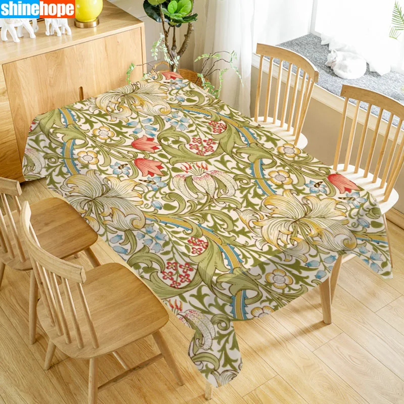 

William Morris Tablecloth Waterproof Fabric Rectangular Dust-proof Table Cover For Party Home Decor TV Covers
