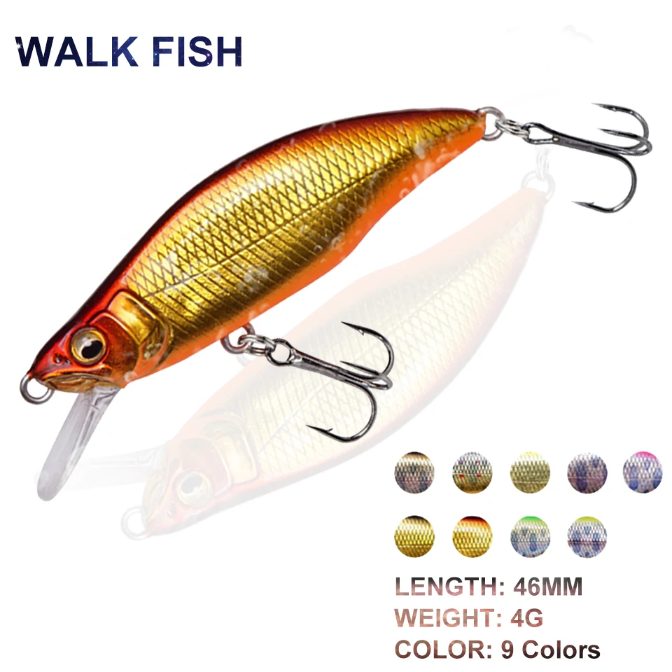 

WALK FISH 49mm/4g Sinking Minnow Fishing Lure Wobblers Baits Artificial Hard Baits Silver Carp And Bighead Carp Fishing Tools