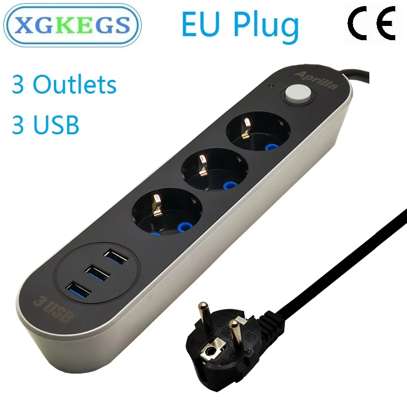 Сетевой удлинитель с 3 USB-портами 10 А 250 В | Электроника