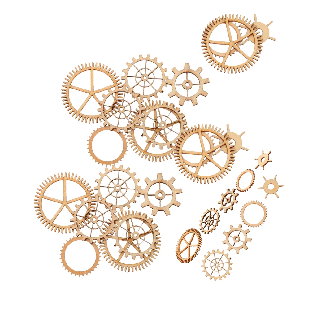 

Blesiya 36x Mixed WOODEN GEAR Shapes Crafts DIY Scrapbooking Embellishments