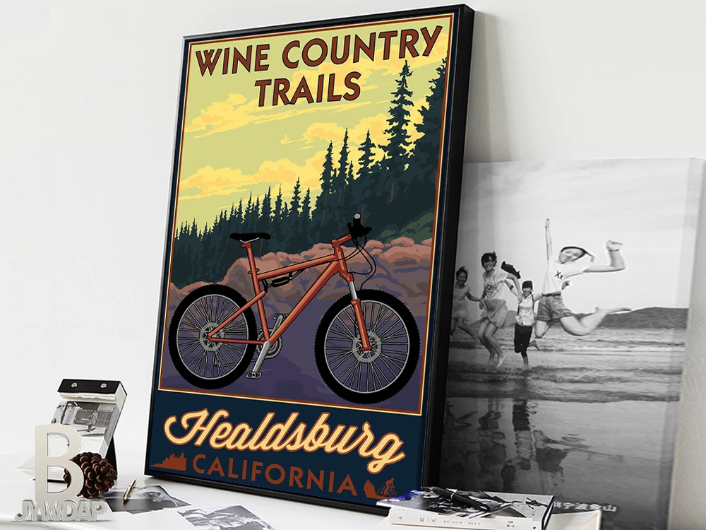 Винтажный постер Healdsburg Калифорния винная деревня путешествия город пейзаж