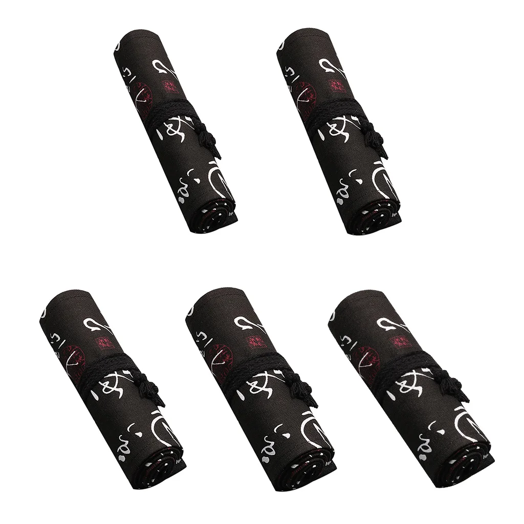 

12/24/36/48/72 Holes Cute Canvas Roll Pen Curtain Pencil Bag Case Makeup Wrap Holder Storage Pouch School Supplies