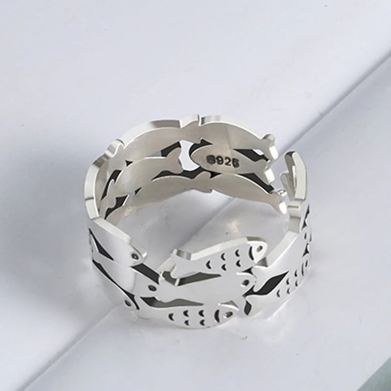 

2021 New Ring Japan and South Korea Retro Fish Made Old Opening Adjustable Personality Creative Ring Jewelry for Women