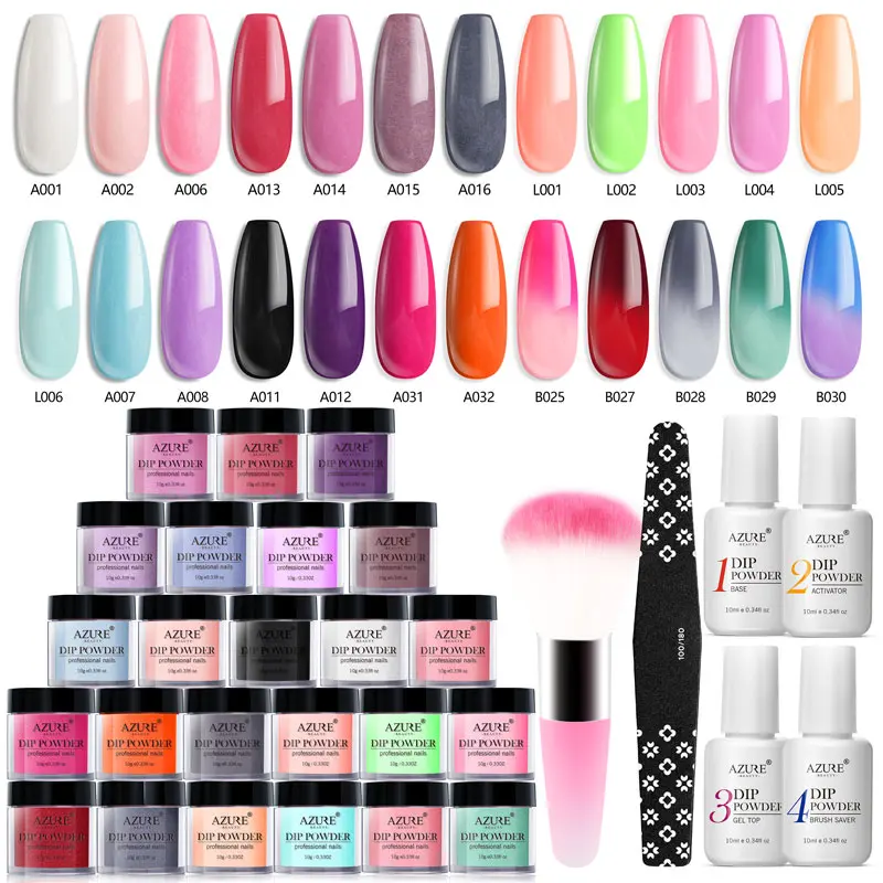 AZURE BEAUTY 22 шт./лот блеск Dip система порошок блестящие дизайн ногтей голографическая