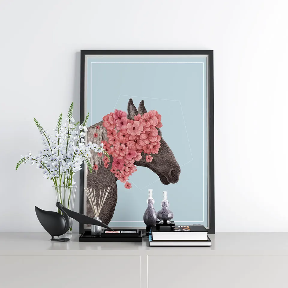 Настенный плакат с изображением животных лошадей северный олень Картина на