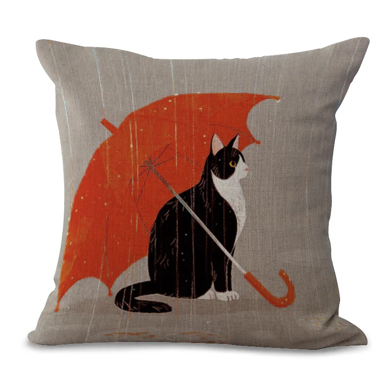 Наволочка с рисунком кота на подушку размером 45*45 яркие диванные подушки