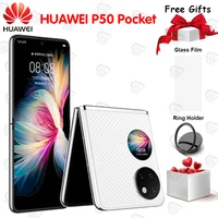 New Original Huawei P50 Pocket Mobile Phone 6 9 Inch Foldable OLED Screen Snapdragon 888 Octa Core HarmonyOS 2 0 Smarphone