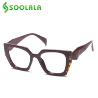 soolala 2021 square reading glasses women unique arms ladies gafas presbicia magnifying glasses frame 0 5 0 75 1 0 1 5 to 4 0