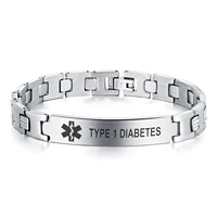 customized elegant surgical grade steel medical alert id bracelet for men custom stainless steel bracelet personalized jewelry