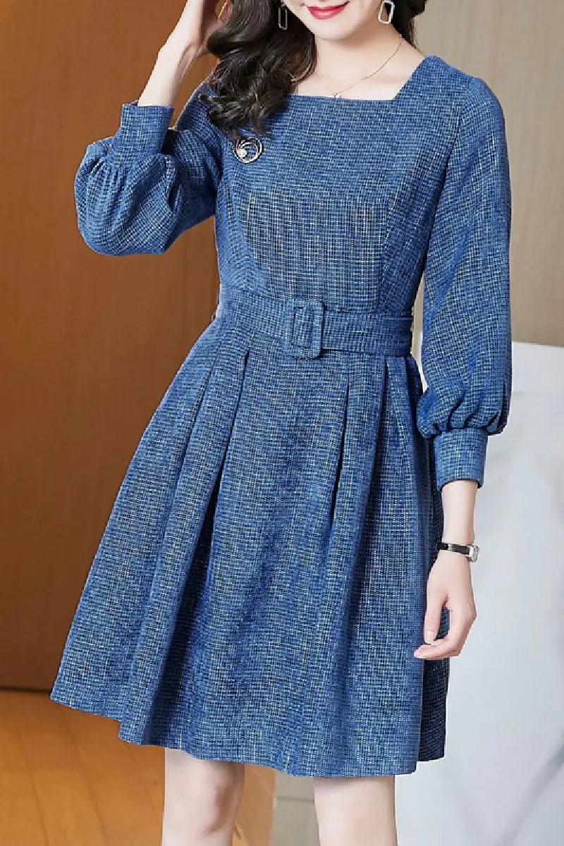 

COIGARSAM Fashion Women dress New Spring French Style High Waist Dresses 6017