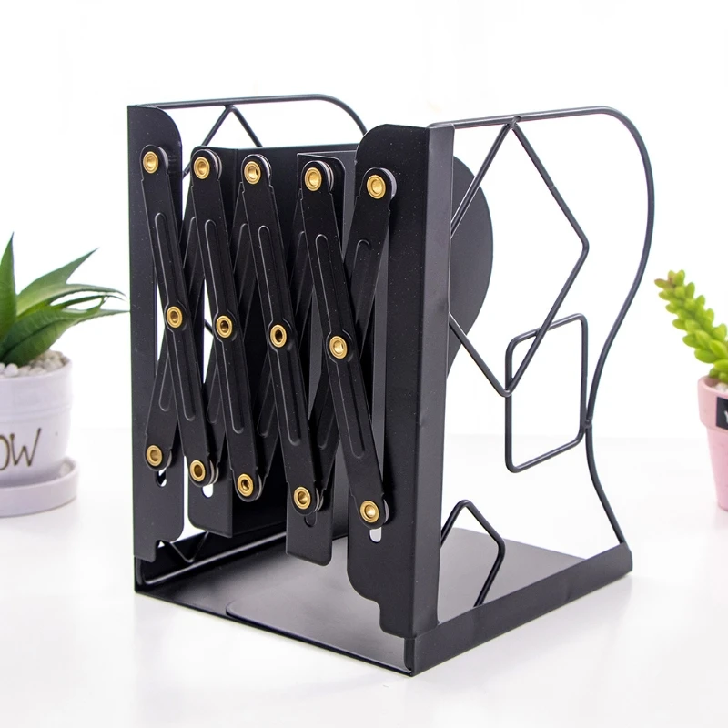 

Retractable Book Support Stand Telescopic Metal Bookends Shelf Bookrack Organizer Home School Office Supplies