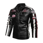 Мотоциклетная куртка-бомбер для мужчин, 2021 г., новая модная повседневная кожаная куртка-Авиатор с вышивкой, зимняя байкерская куртка из искусственной кожи с вельветом