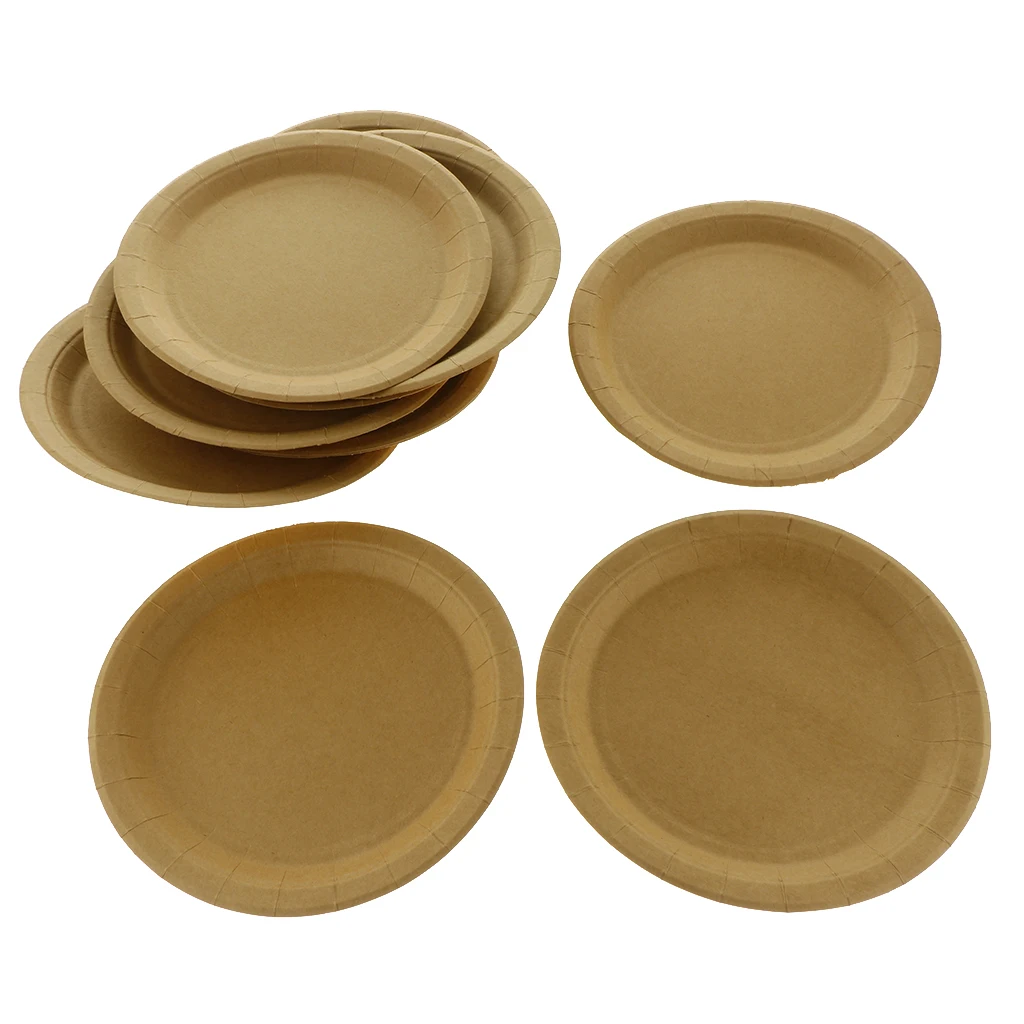 Одноразовые обеденные тарелки круглые крафтовые для вечерние ринки свадьбы