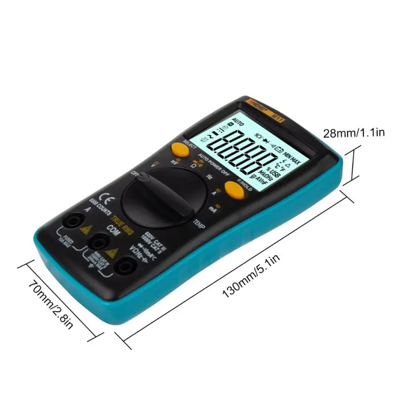 

6000 Counts M11 Portable Multimeter Battery-Operated Capacitor True-Ams Digital Voltmeter Multimetro Test With Lead LCD