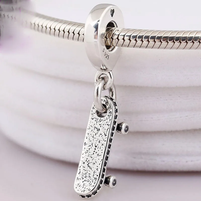 

Original 925 Sterling Silver Charm New Free Skateboard Swing Pendant Fit Pandora Women Bracelet & Necklace Diy Jewelry