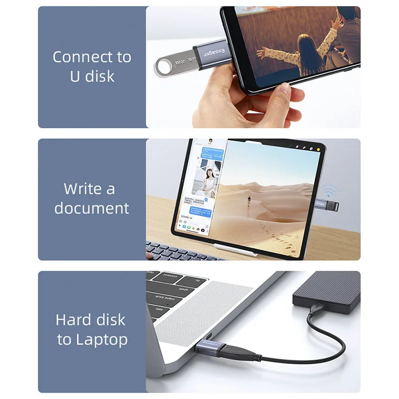 Essager USB 3 0 Type C OTG адаптер Тип папа к Женский конвертер для Macbook Xiaomi Samsung S20 USBC