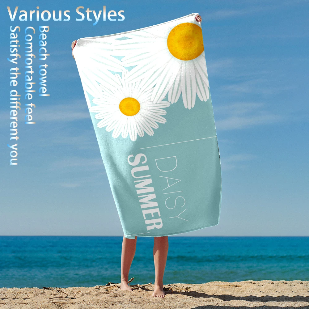 

Chrysanthemum pattern sunny soft beach towel absorbent microfiber bath shower towel children adult microfiber yoga blanket