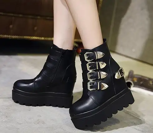Модные женские готические сапоги ботильоны на шнуровке обувь в стиле панк