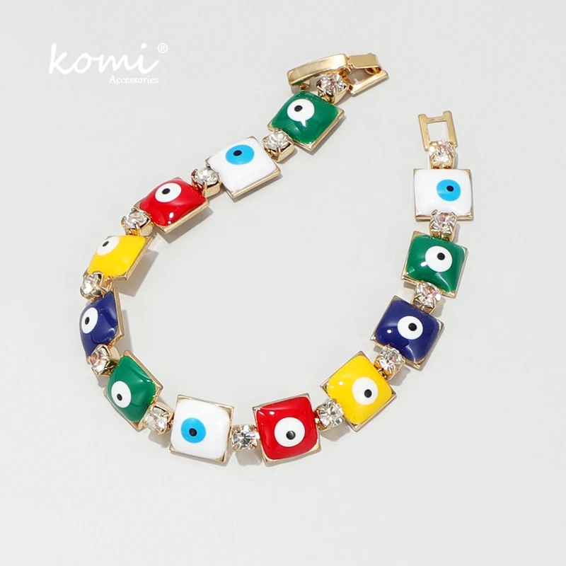 Коми Бохо модные глаза сглаза браслет Красочные капли Стразы Кристалл Сплав