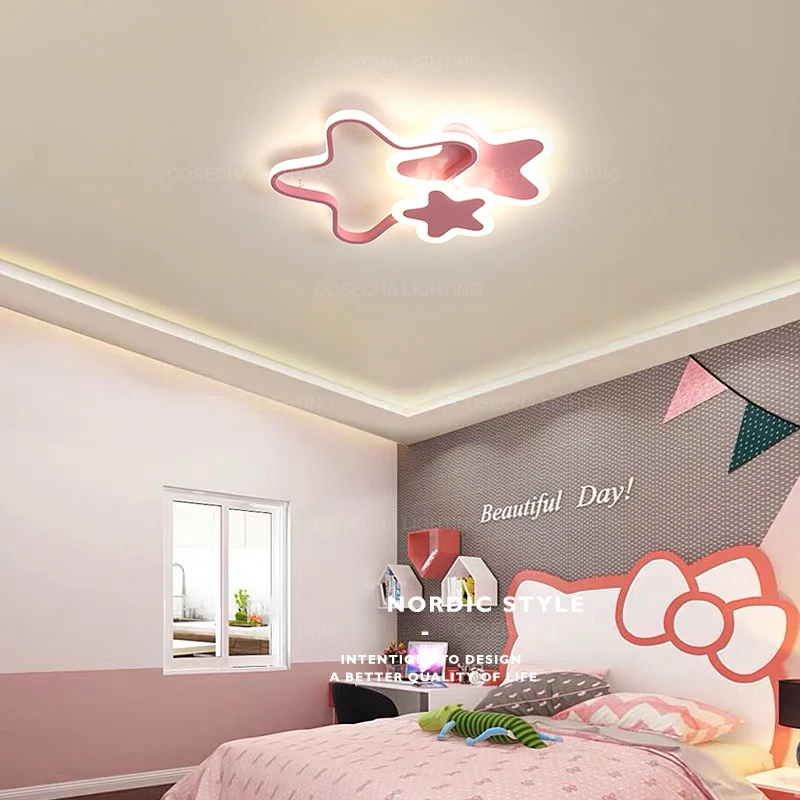 Потолочный светодиодный светильник в виде розовой звезды с регулируемой