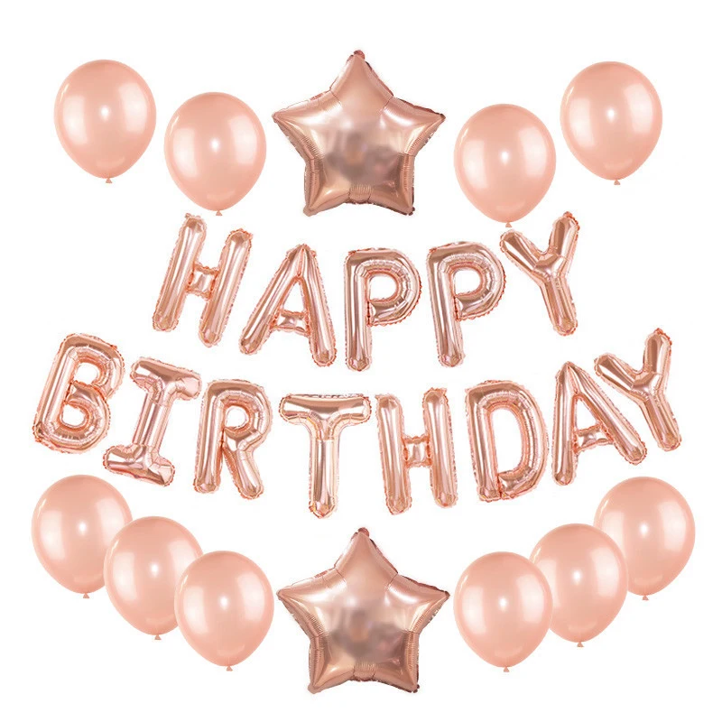 

Rose Gold Balloons Wedding Birthday Party Decor Happy Birthday Letter Foil Balloon Baby Shower Anniversary Party Decor Supplies