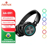 blitzwolf airaux er1 bluetooth compatible wireless headphones hifi stereo music headset rgb hd call tf card earphone