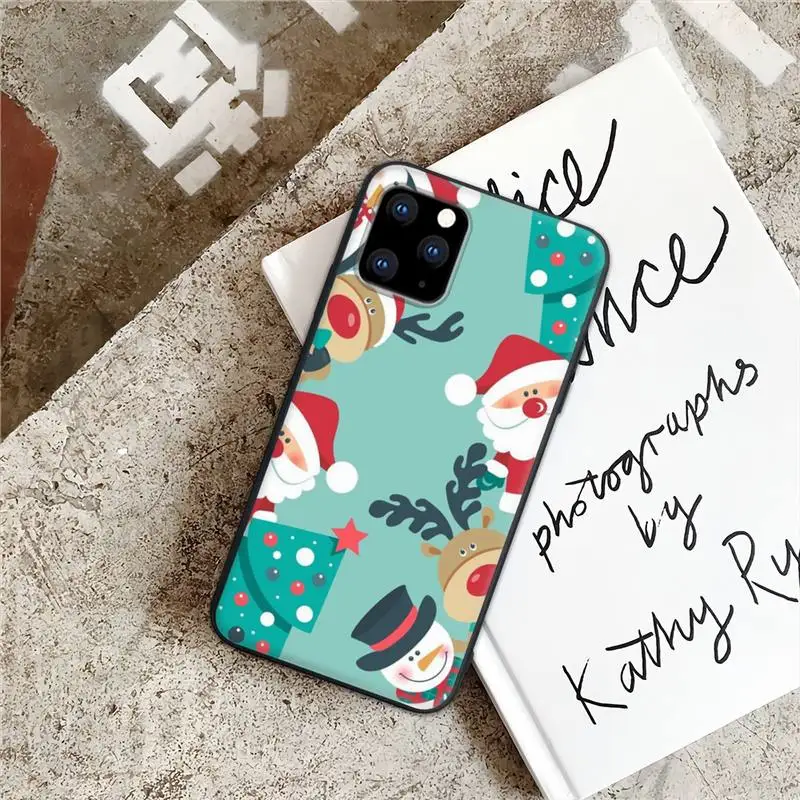 

Christmas Black Silicone Mobile Phone Case For IPhone 12 11 Pro Max Xs X Xr 7 8 6 6s Plus 5 5s Se 2020 Cover