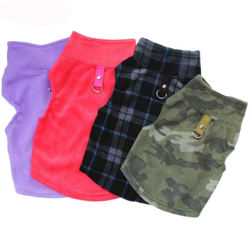 Теплая зимняя одежда для собак флисовый лежак животных куртка жилет с тягой d