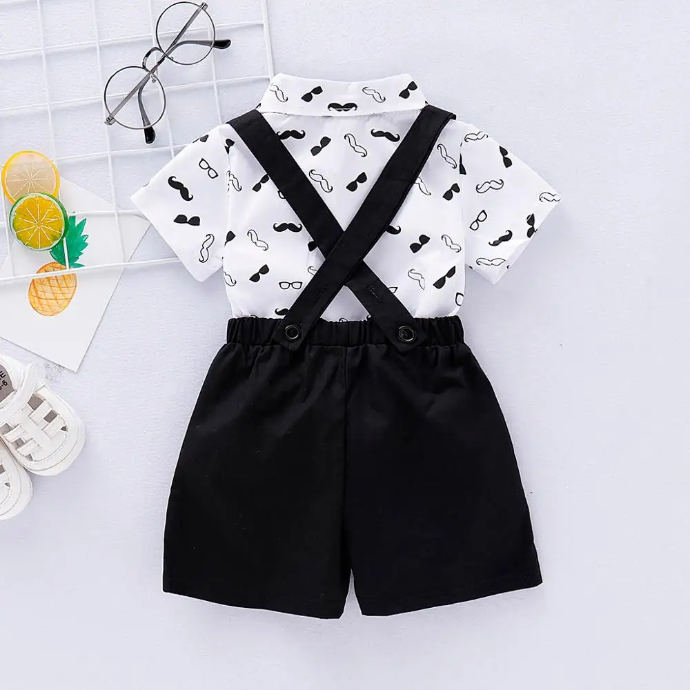 2020 Infant Baby Boys outfit Gentleman Beard Short Sleeve Romper+Shorts Suspenders Strap Set Outfits For Kids baby jumpsuit |