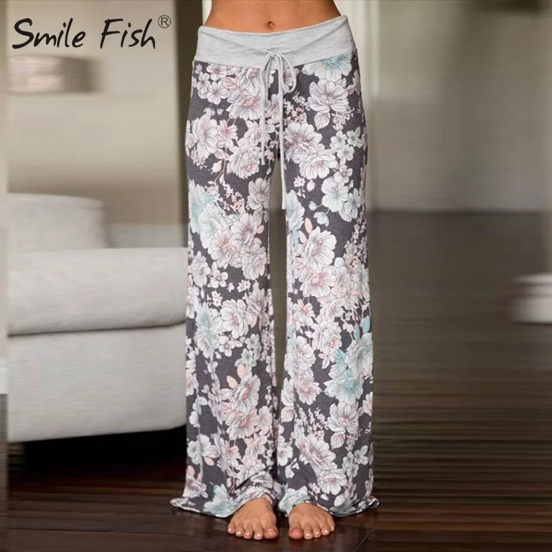 Широкие брюки на шнуровке с принтом американского флага модные женские