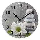 Часы настенные хипстерские круглые бесшумные, бесшумные декоративные для дома, офиса, школы, с принтом дзен-камня и цветов