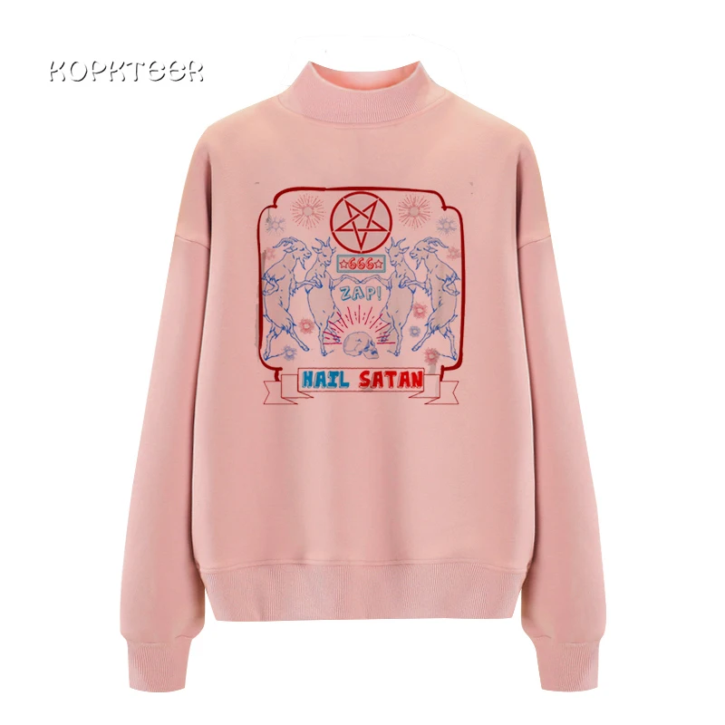GM13846-pink Baphomet сатана толстовки для женщин демон страшный злой Женские кофты Винтаж Готический принт Толстовка для женщин Grim Reaper уличная одежда - Цвет: GM13846-pink