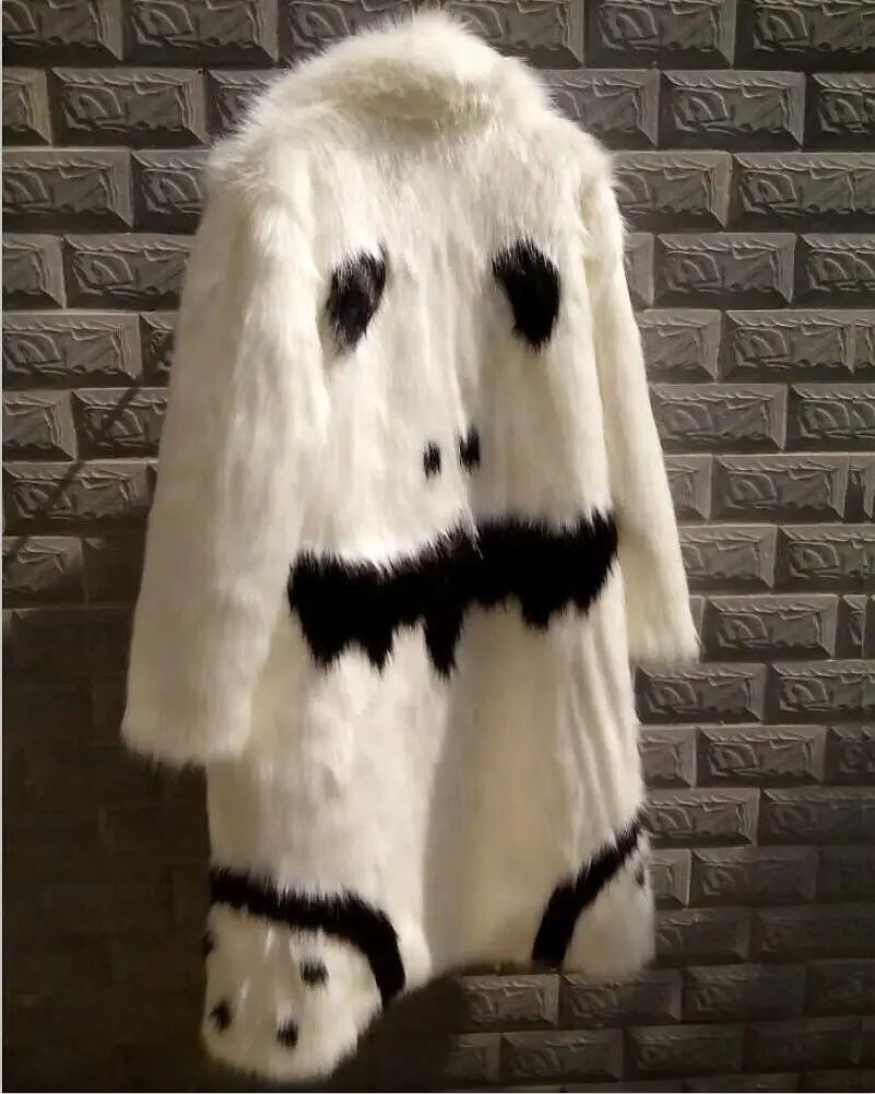 Толстое Мужское пальто из искусственного меха лисы Повседневная Свободная