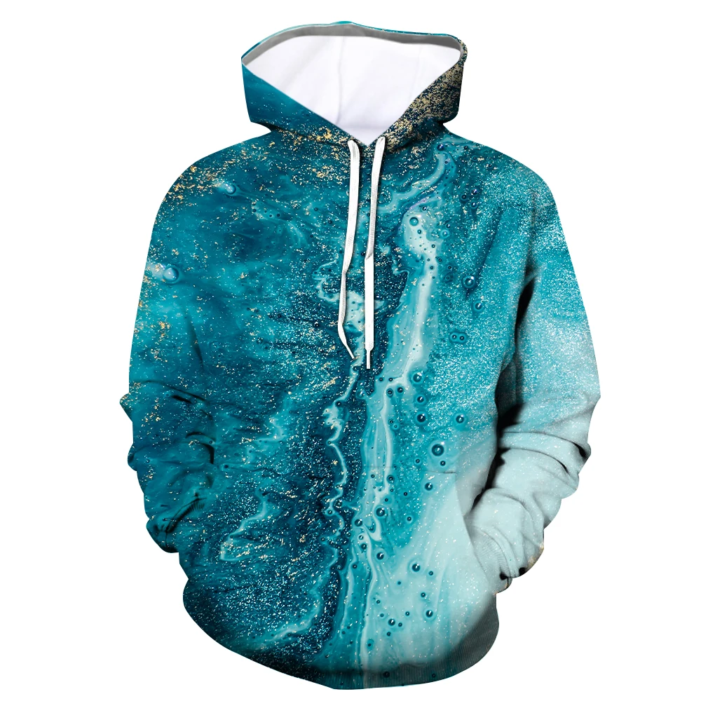 

Custom 3D-Printed Casual Blue Hoodie For Men And Women Fall Fashion Wave Sweatshirts Street Wear