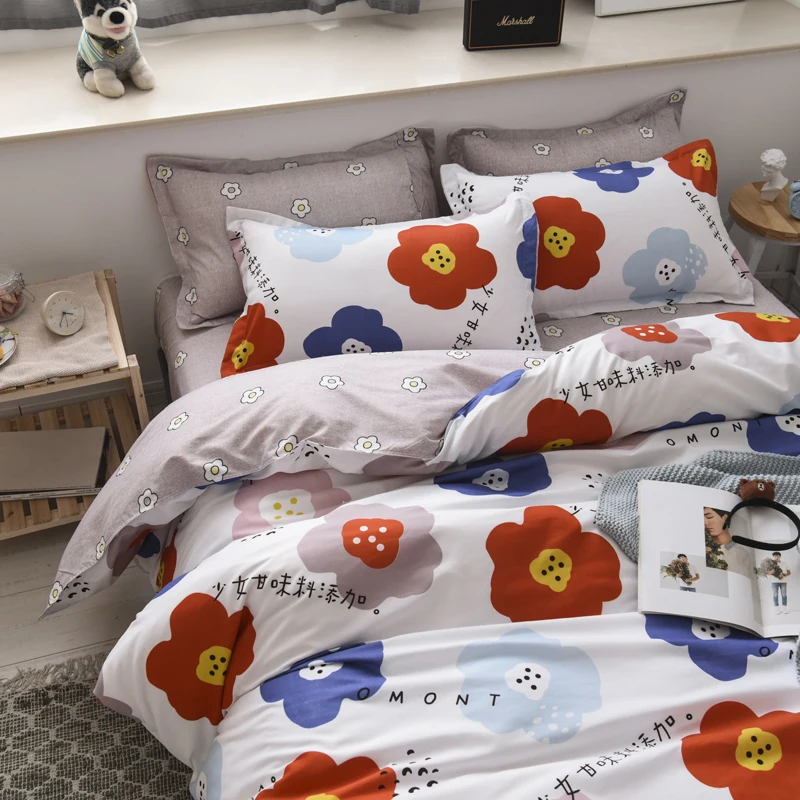 

Hot Sale Japanese Girl Bedding Cotton Printed Pillowcase Quilt Cover Bed Sheet Queen Size Bed King Size Bed Four-Piece Set