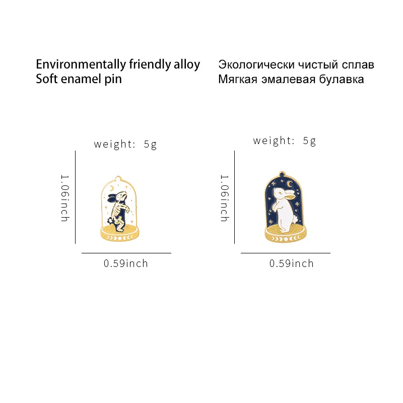 Cartoon Glass Mouse Brooch Pin Sweet Alloy Animal Enamel Pins Skull and White Rabbit Backpack Badge Children's Gift Jewelry | Украшения
