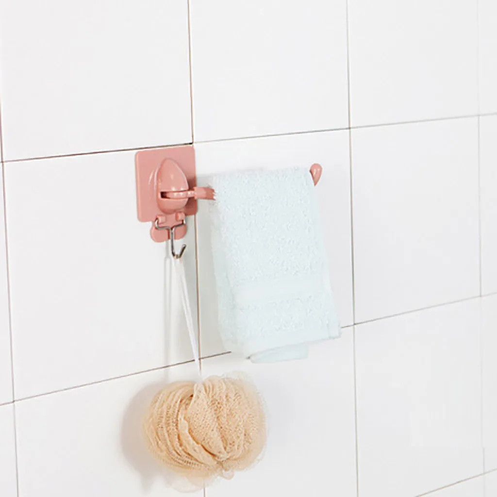 Multifunctional Towel Rail Rack Holder Self-Adhesive Wall-Mounted Rotating Double Hook Storage Hanger | Дом и сад