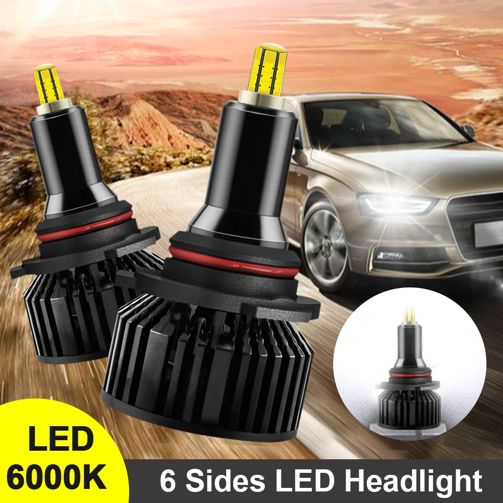 

2Pcs H7 18000LM HB3 9005 HB4 H11 9012 HIR2 LED Headlight Bulb 6 Sides 60W 6000K White Canbus 360 degree Auto Lamp Accessories