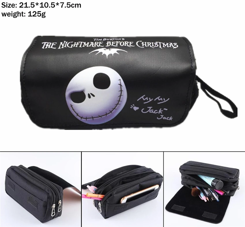 01 Кошмар перед Рождеством, брезентовый чехол-карандаш Jack Skellington, студенческий пенал, женская косметичка, косметички, канцелярская сумка - Color: 01