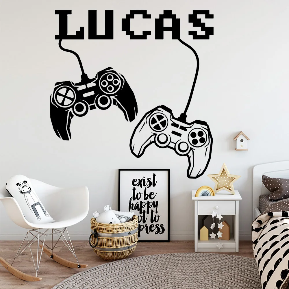 Персонализированные Имя Наклейка джойстик наклейка геймера для мальчика