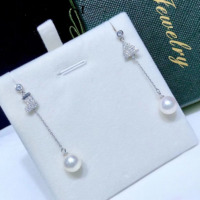 

YIKALAISI 925 Sterling Silver Jewelry round Pearl Earrings 2019 Fine Natural Pearl jewelry 7-8mm Earrings For Women wholesale