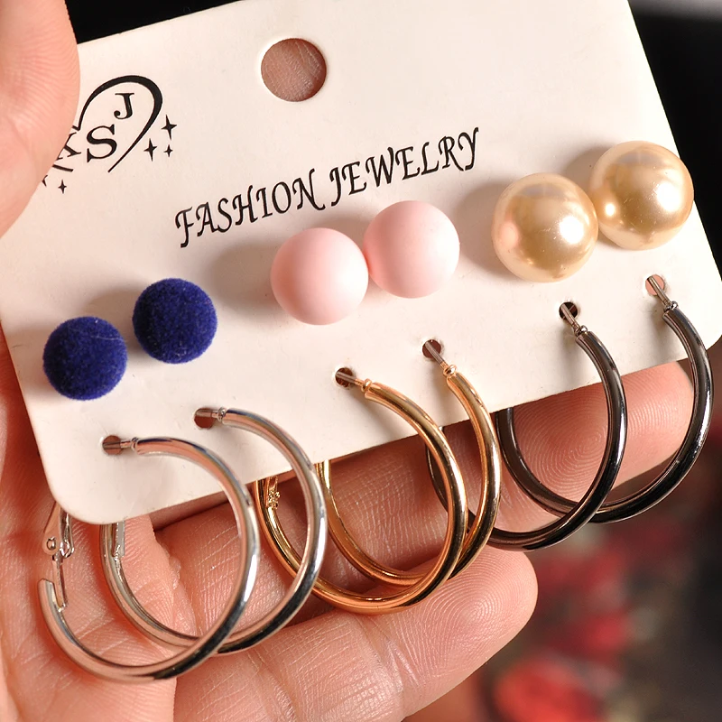 Женские серьги гвоздики на день рождения розовые/черные/белые/с