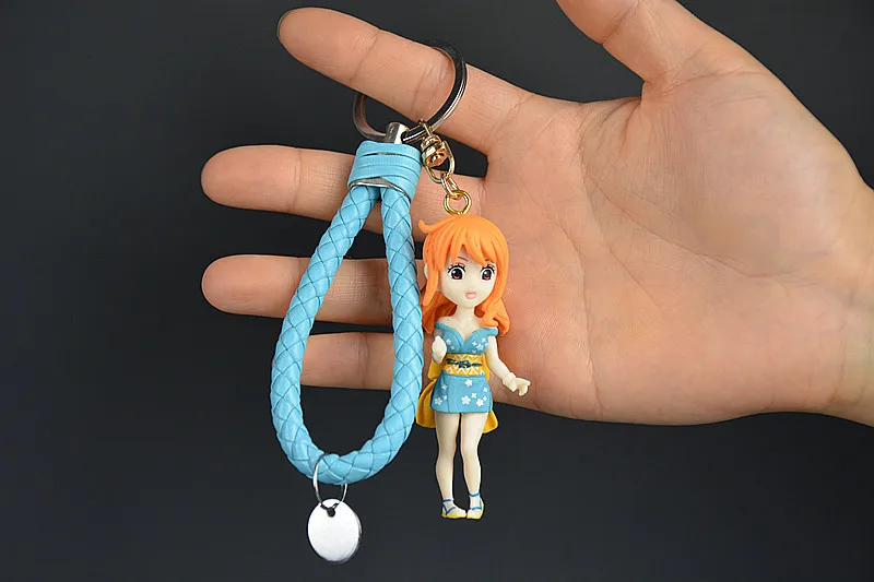 

Hot New One Piece Key Chain Luffy Zoro Sanji Chobana Beauty Creative Key Chains High Quality Character Doll Gift Box Key Ring