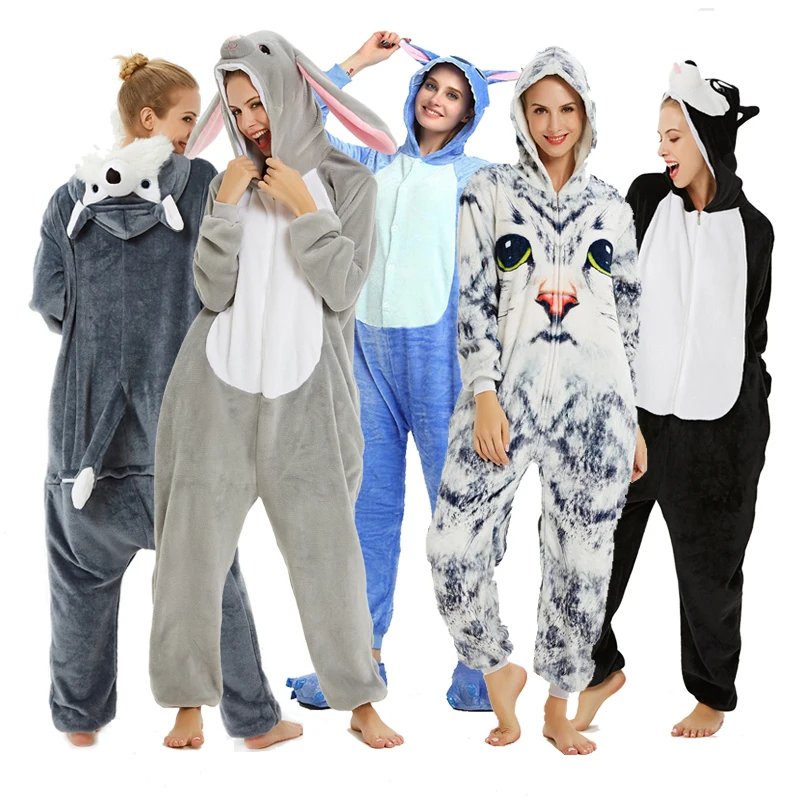 Унисекс Для женщин мужчин Единорог Комбинезоны фланелевые пижамы с рисунками