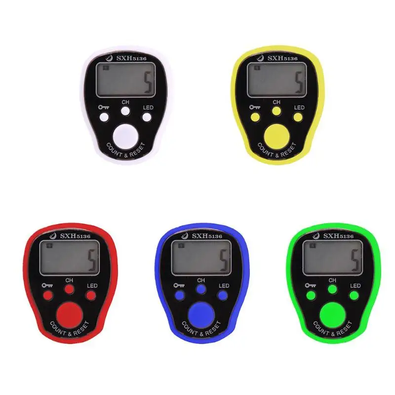 0-99999 Electronic Digital Counter Mini LCD Hand Held Finger Ring Night Luminous Tally Five Channels w/Locking Function Counter