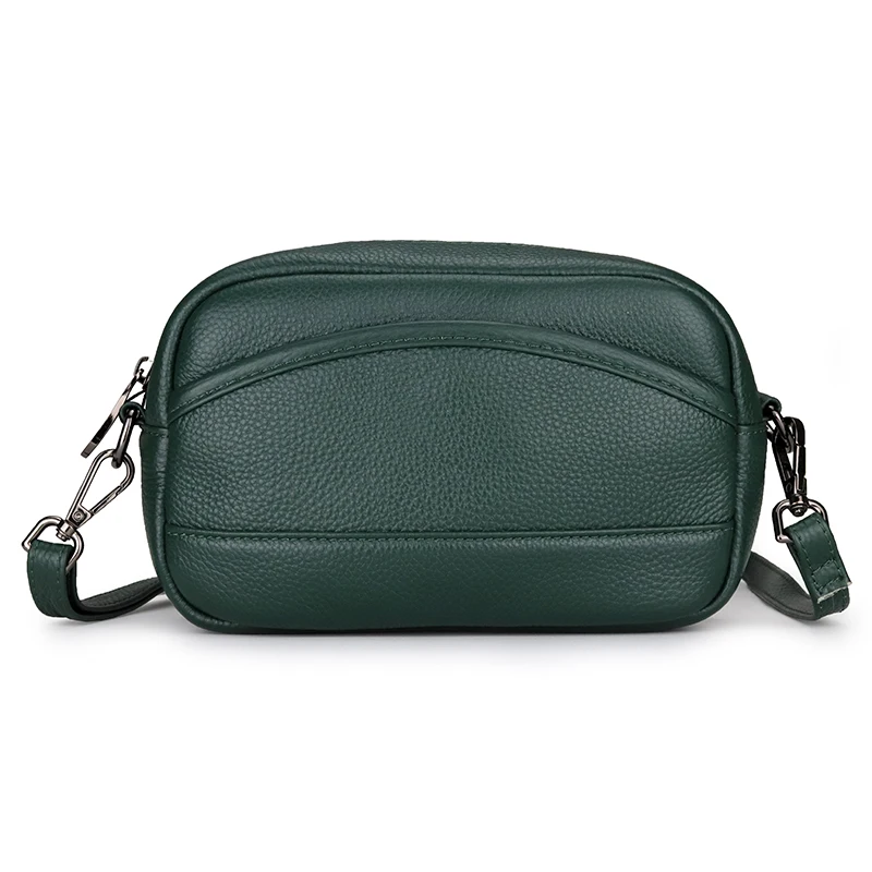 

Green/Purple Color Girls Lady Zipper Shoulder Purse Fashion Genuine Cow Leather Women Cellphone Crossbody Messenger Bags