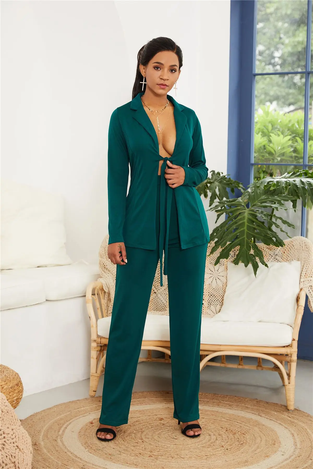 Новинка Осень Лидер продаж Модный Тонкий Повседневный облегающий женский костюм