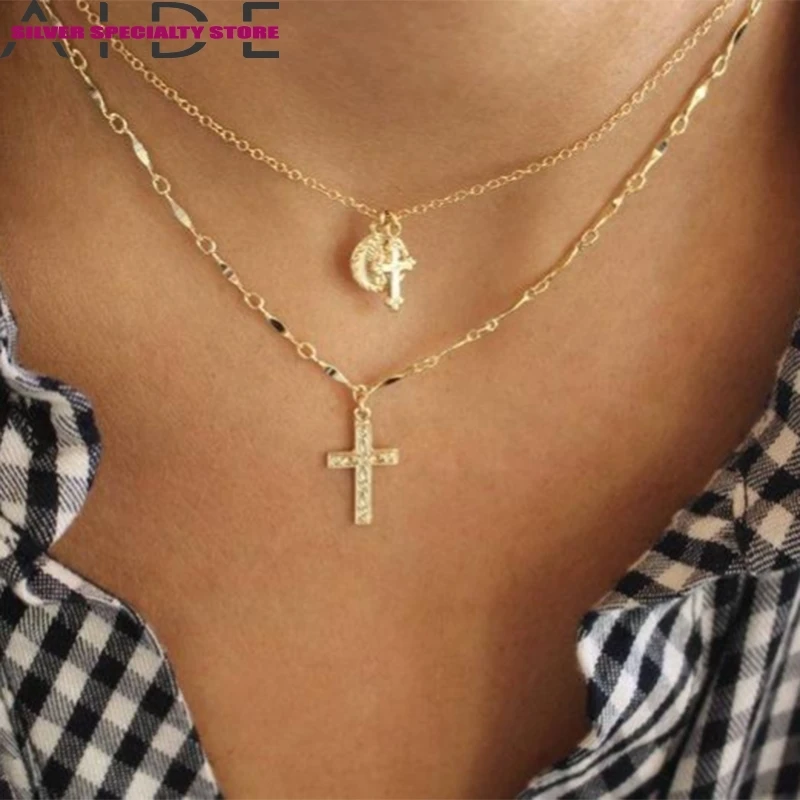 

AIDE Cross Pendant Clavicle Chain 925 Sterling Silver Necklace For Women 2020 Jewelry Choker Necklace Collares Bijoux Collar